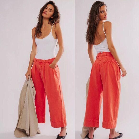 Free People Sweet Talk Wide Leg Chinos Pant Sz 4